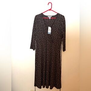 Nine & Co. Black Wrap Dress with Pink Polka Dots